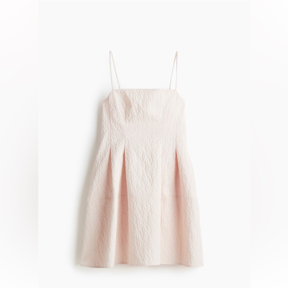 H&M Pale Pink Strapless Textured A-Line Dress